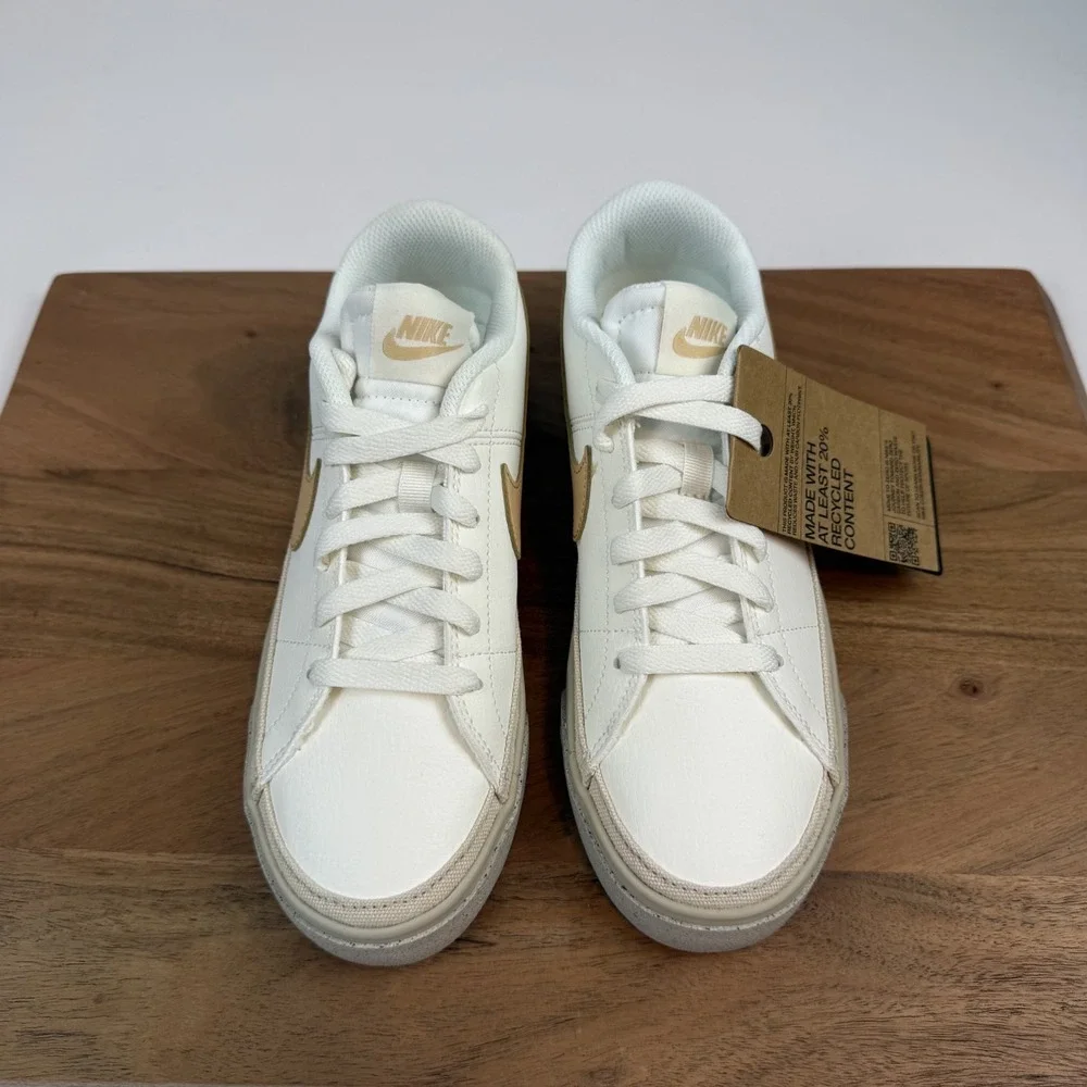New‎ Womens Nike Court Legacy Next Nature Ivory Leather Low Sneakers Size 7 NWOB